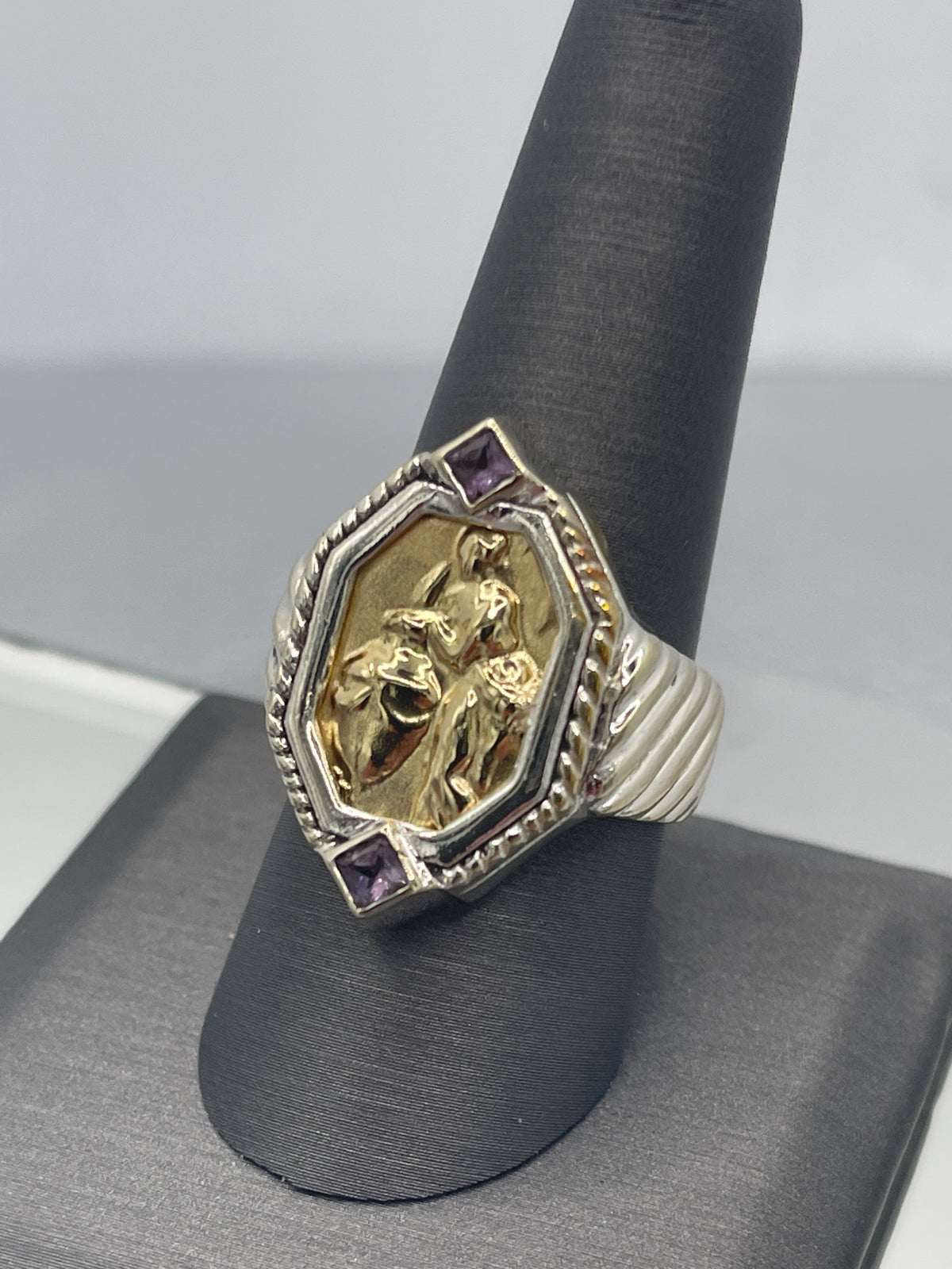 View one of Ladies Vintage Tagliamonte 18 Karat Yellow Gold & Sterling Silver Ring