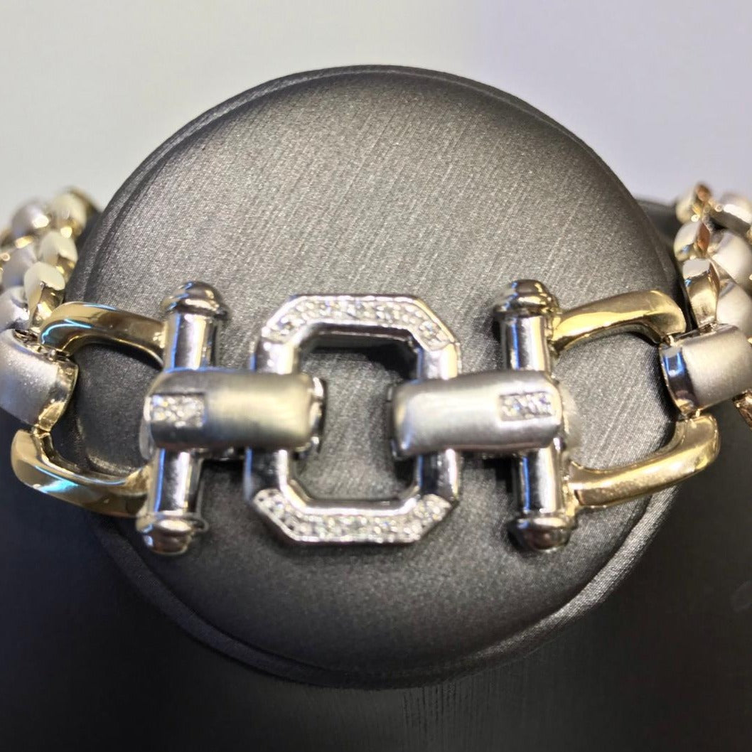 2 Tone Gold Diamond Link Lock Necklace - Philadelphia Gold & Silver Exchange
