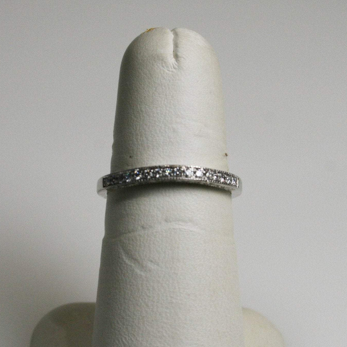 View one of 14 Karat White Gold Hand Set White Round Diamond Band