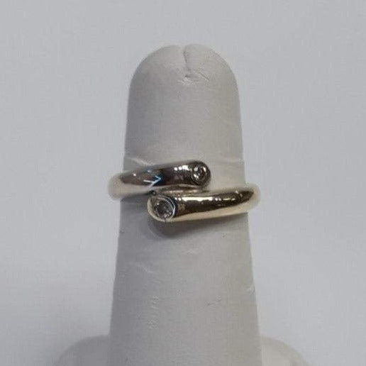 2 Tone 2 Diamond Topped Ring Yellow & White Gold - Philadelphia Gold & Silver Exchange