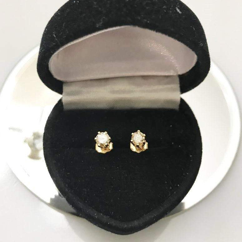 View one of 14 Karat Solid Yellow Gold Diamond Stud Earrings