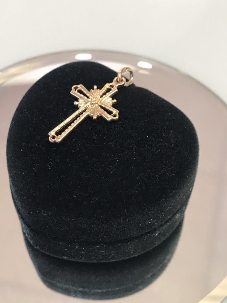 14 Karat Rose Gold Diamond Cut Ornate Cross Classic Design - Philadelphia Gold & Silver Exchange