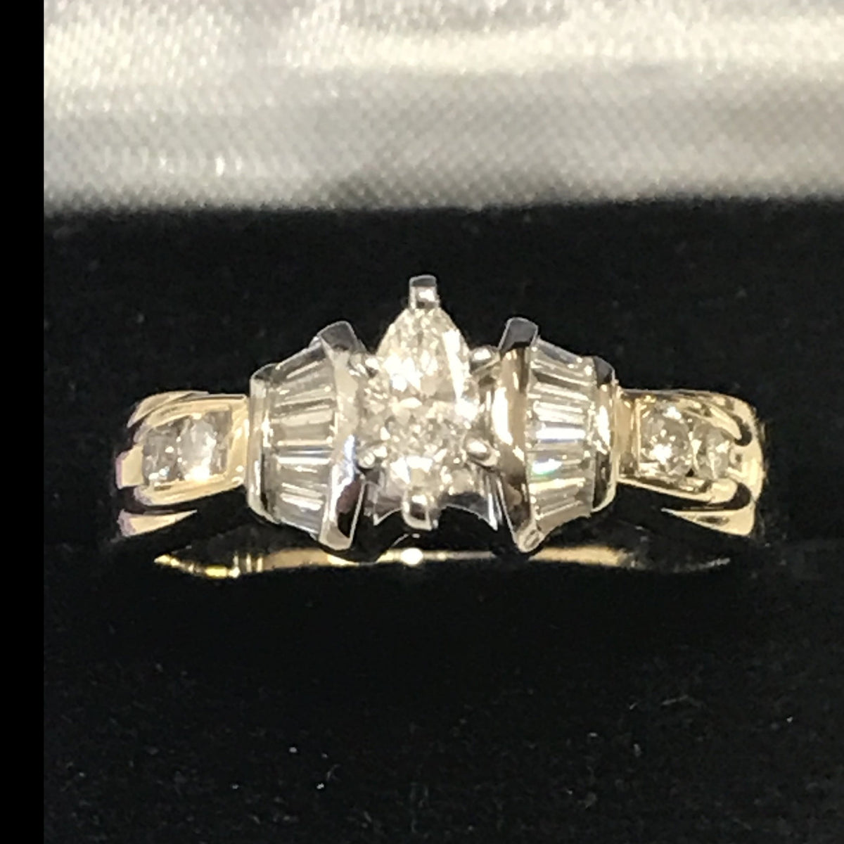 14KT Solid Yellow Gold Marquise Shaped Diamond Engagement Ring - Philadelphia Gold & Silver Exchange