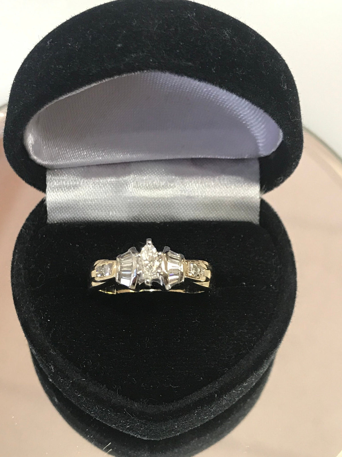 14KT Solid Yellow Gold Marquise Shaped Diamond Engagement Ring - Philadelphia Gold & Silver Exchange