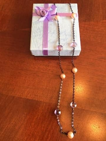 Purple Tone 14 Karat Yellow Gold, Amethyst & Pearl Necklace - Philadelphia Gold & Silver Exchange