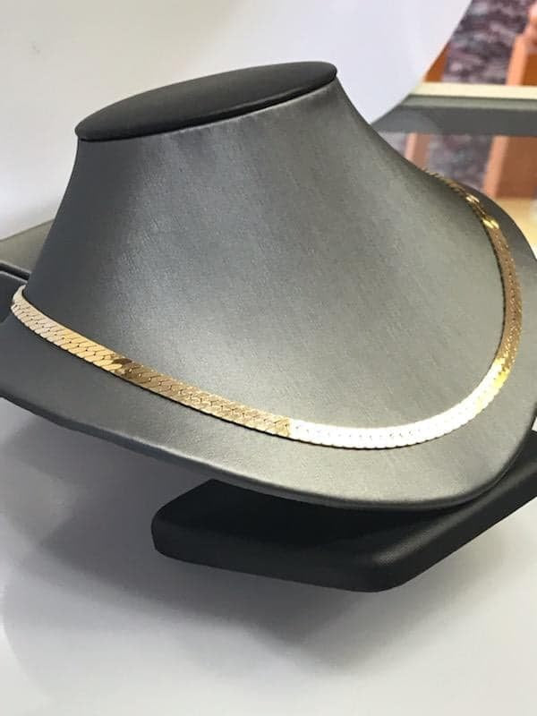 View two of 14 Karat Yellow Gold Herringbone Necklace - 18" Long