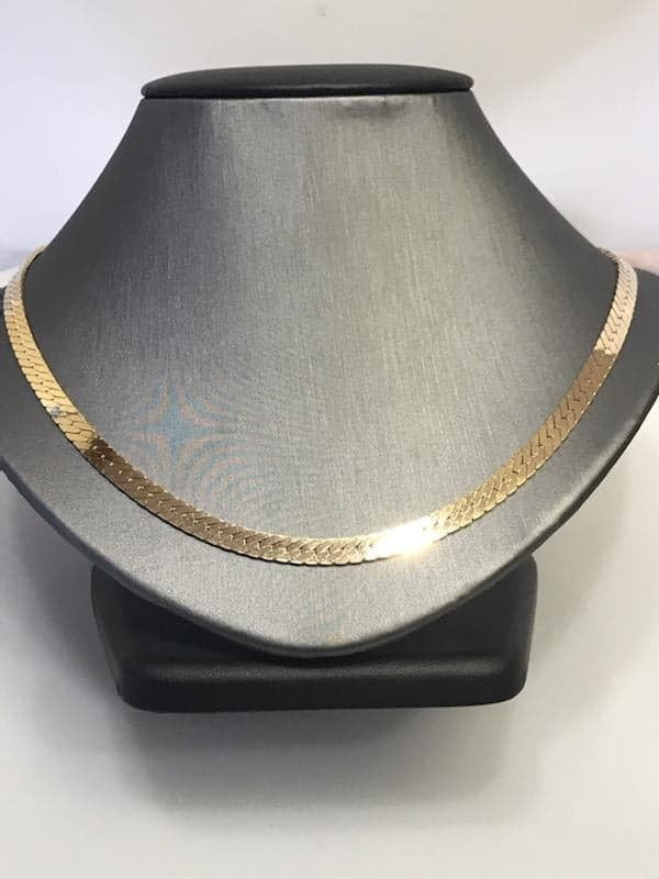 View four of 14 Karat Yellow Gold Herringbone Necklace - 18" Long