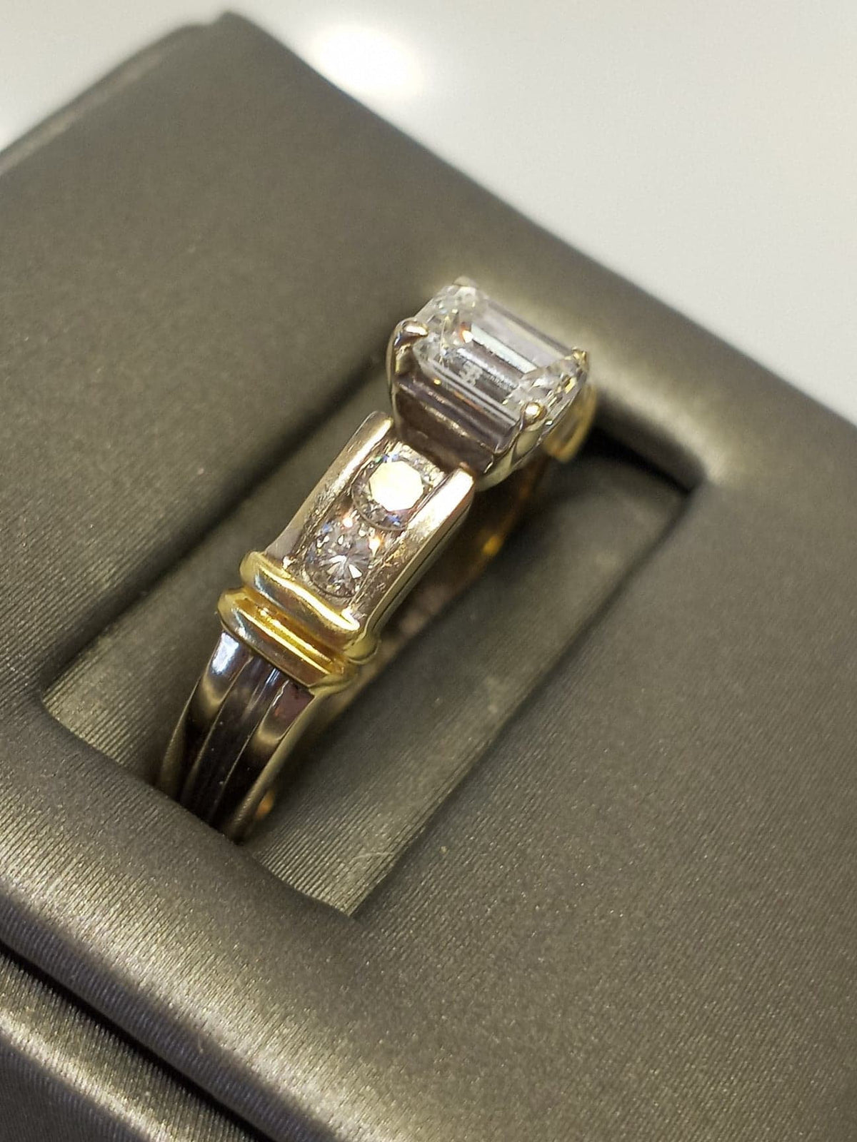 18KT 2-Tone Gold Emerald Cut Diamond Engagement Ring - Philadelphia Gold & Silver Exchange