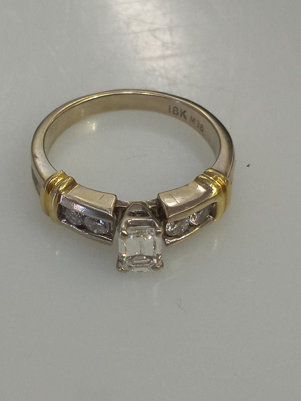 18KT 2-Tone Gold Emerald Cut Diamond Engagement Ring - Philadelphia Gold & Silver Exchange