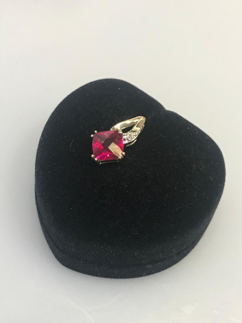 10 Karat Yellow Gold Ruby & Diamond Pendant - Philadelphia Gold & Silver Exchange