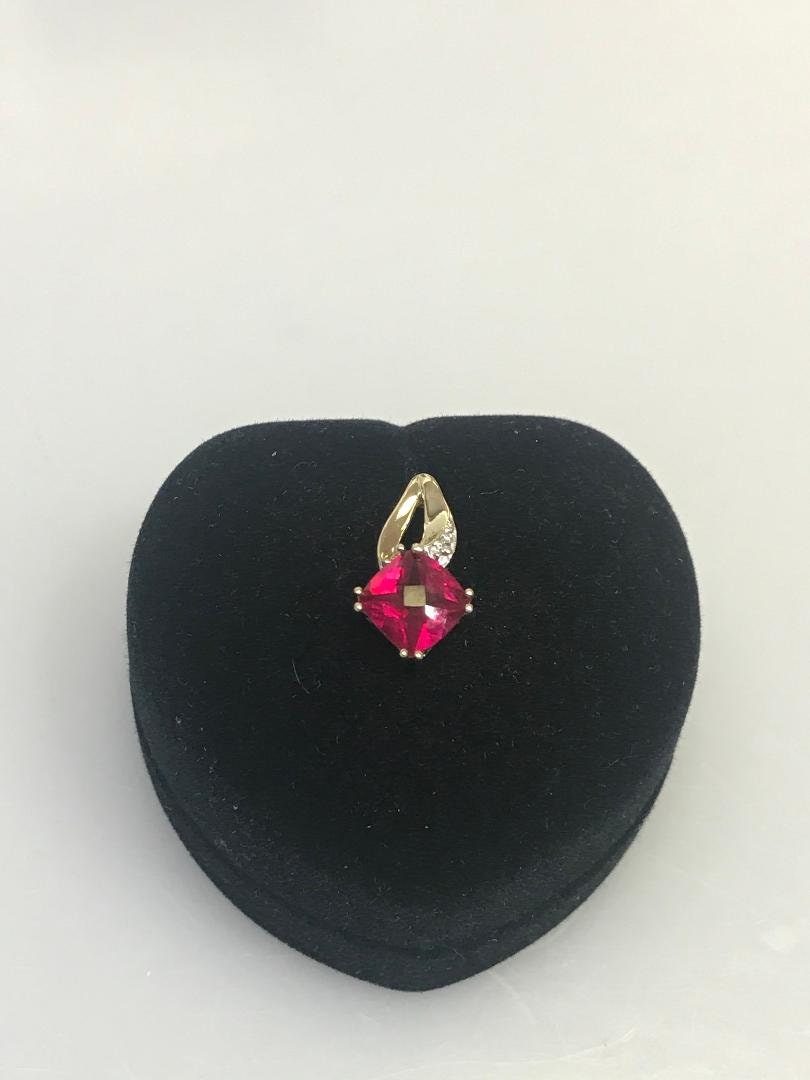 10 Karat Yellow Gold Ruby & Diamond Pendant - Philadelphia Gold & Silver Exchange