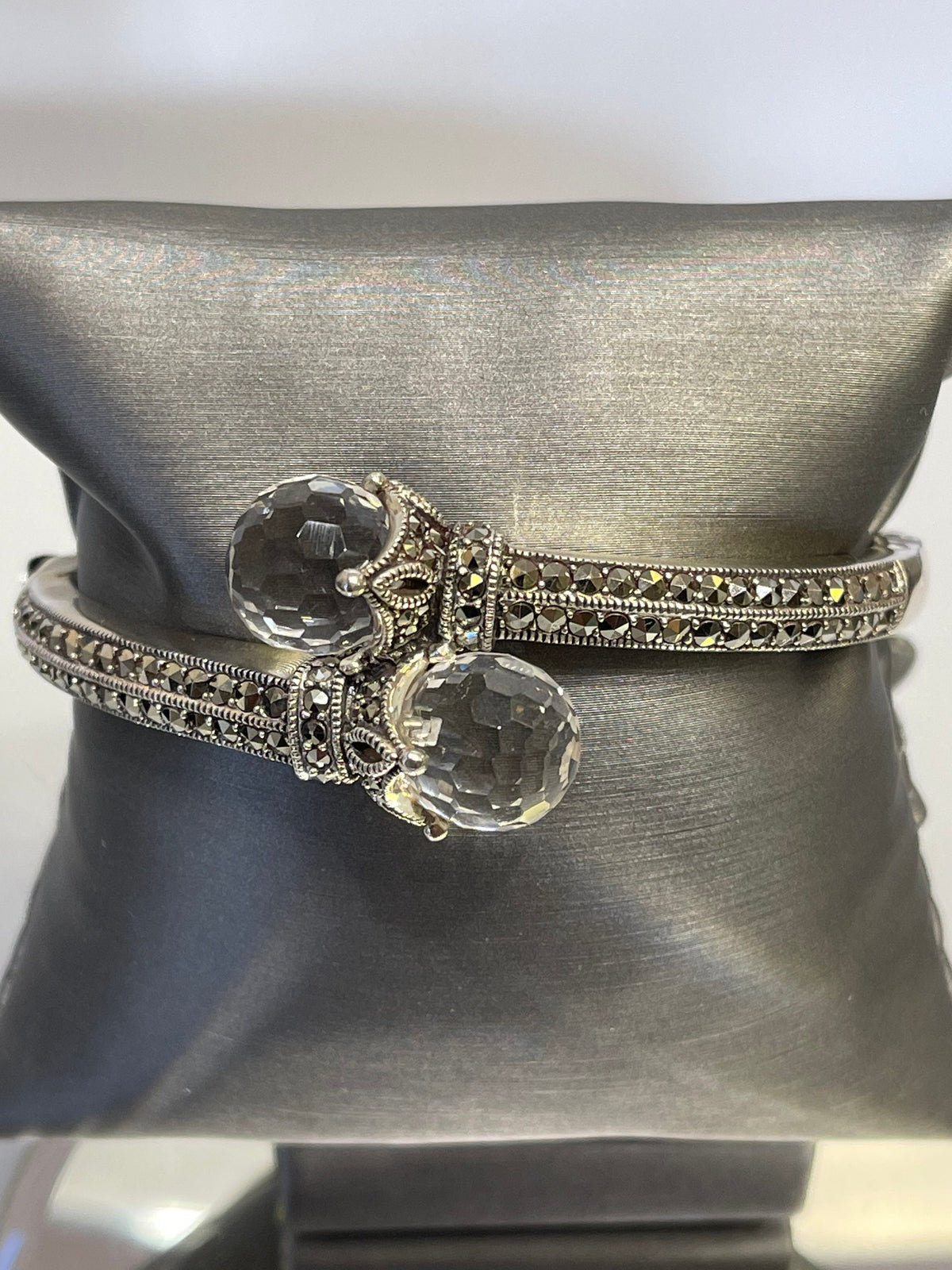 Sterling Silver Crystal Ball Bangle Bracelet - Philadelphia Gold & Silver Exchange