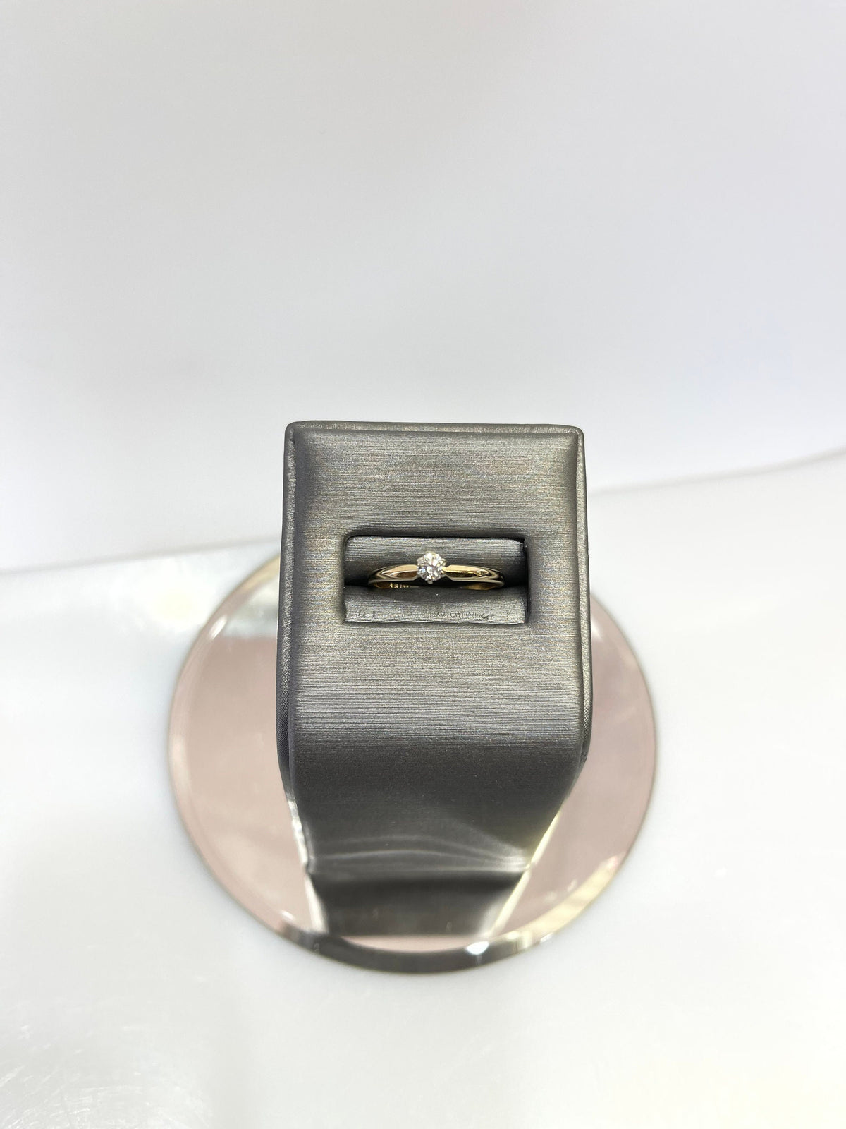 view two of 14 Karat Diamond Solitaire Ring Beveled Band Setting Engagement Promise Ring