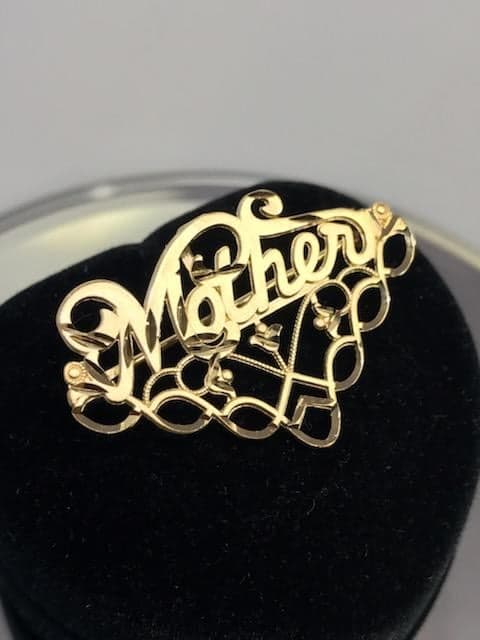 14 Karat Solid Yellow Gold Mother Charm Pendant Pin - Italian Gold - Philadelphia Gold & Silver Exchange