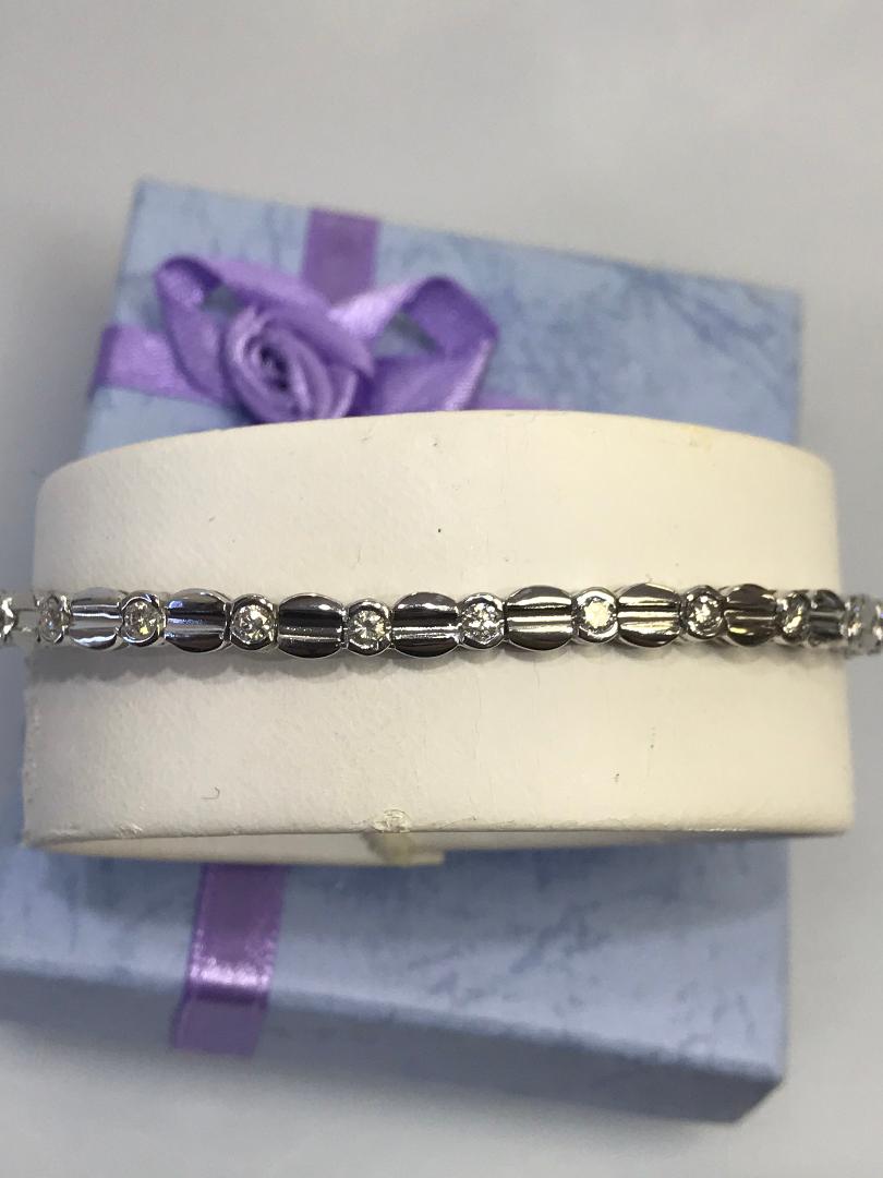 Ladies 14 Karat White Gold Classic Diamond Tennis Design Bracelet - Philadelphia Gold & Silver Exchange