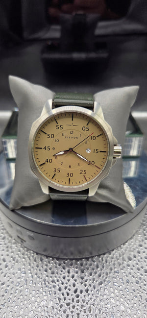 Vintage Elevon Hughes Khaki Dial Men’s Watch - Stainless Steel