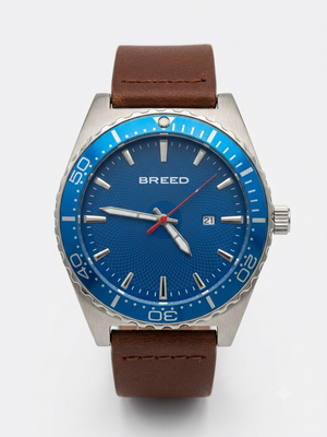 Vintage BREED Ranger watch with a blue dial and brown leather strap