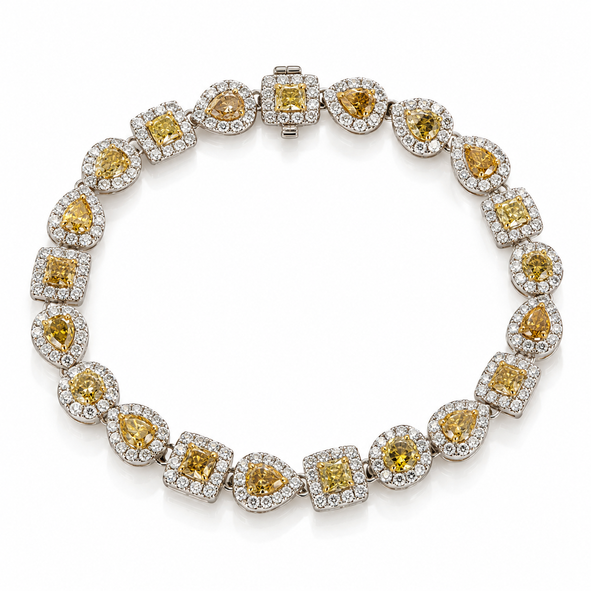 Ladies 18K White Gold 7.50 Carat Fancy Color Diamond Bracelet