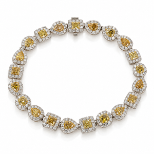 Ladies 18K White Gold 7.50 Carat Fancy Color Diamond Bracelet