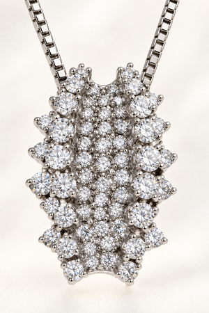 14 Karat White Gold Diamond Cluster Necklace