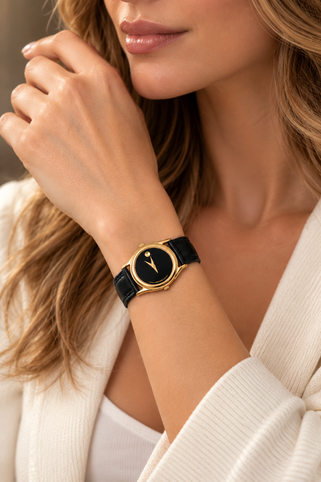 Movado women Museum Gold Bezel Stainless Quartz 35mm Watch Ref: 87 E4 0863