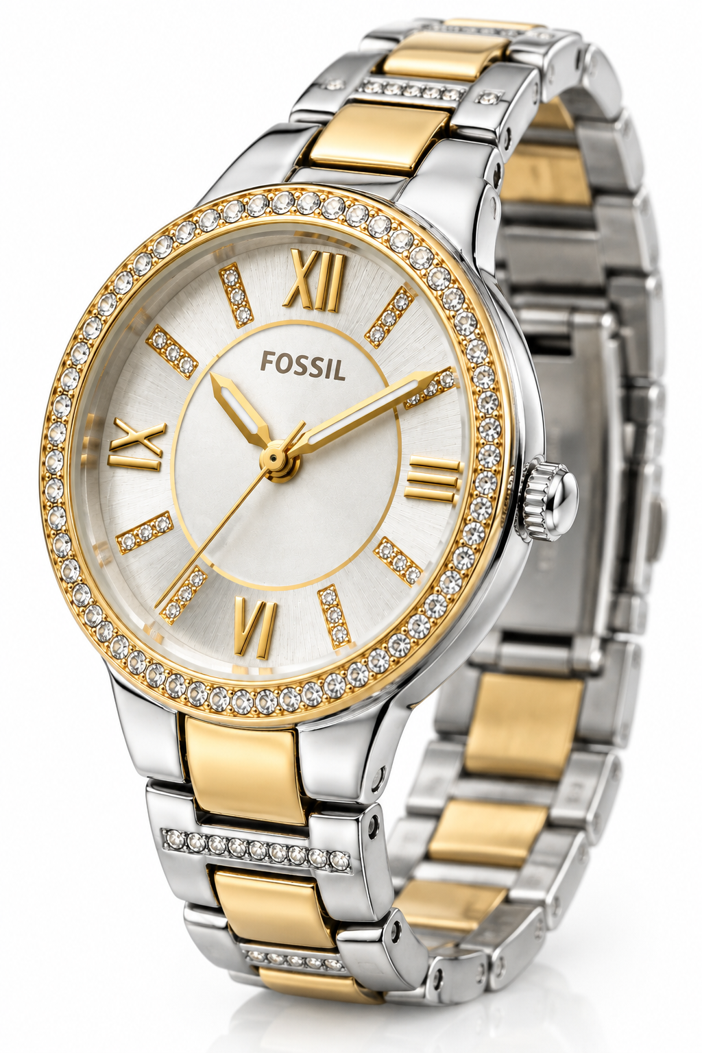 Fossil Ladies Two-Tone Stainless Steel Crystal Accent Watch