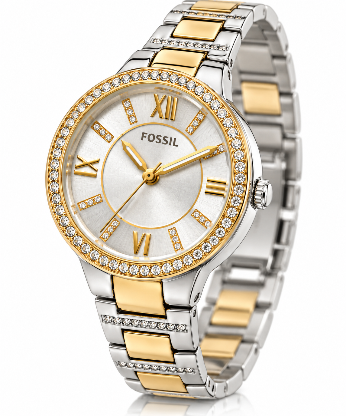 Fossil Ladies Two-Tone Stainless Steel Crystal Accent Watch