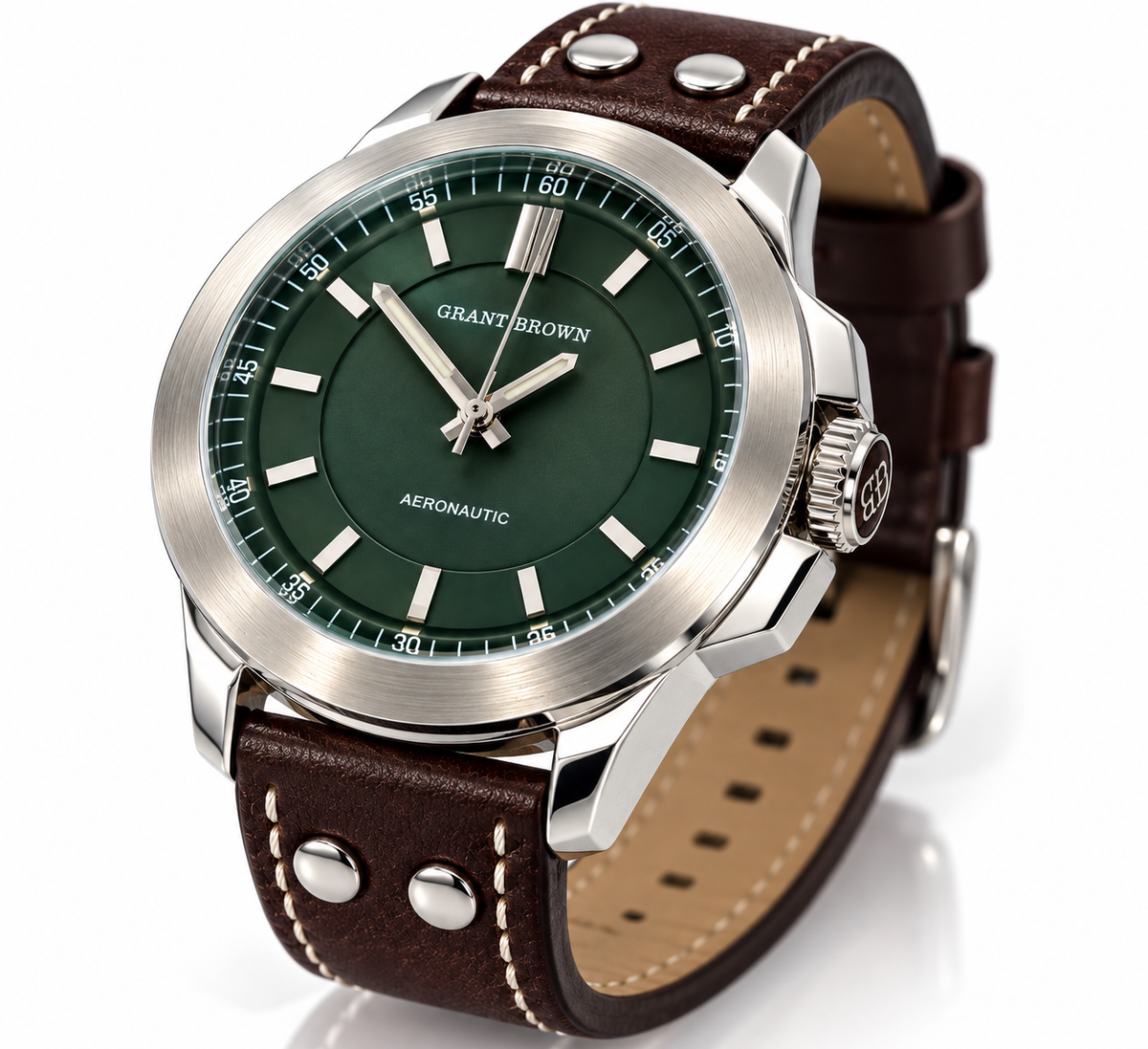 Grant Brown Aeronautic, quartz movement, a stainless steel case, and a genuine leather strap, photo 2