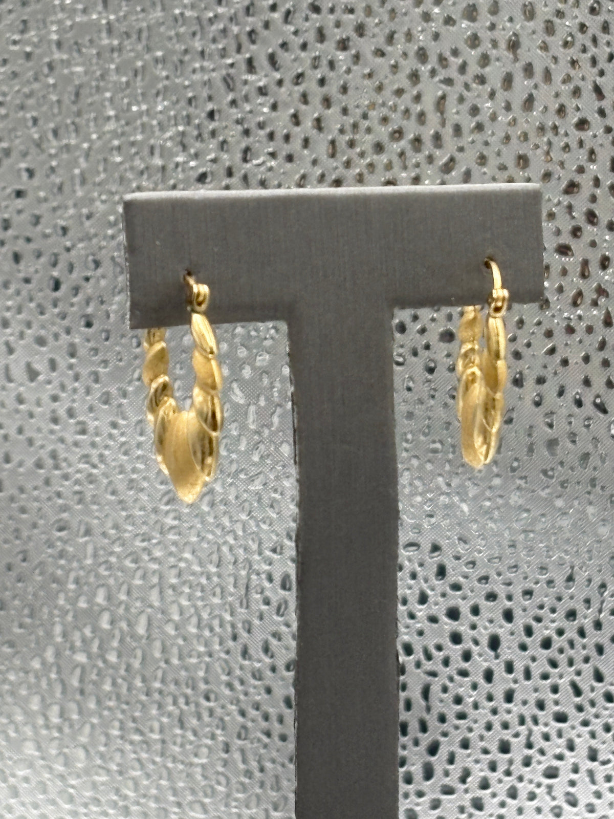 View one of Ladies 14 Karat Yellow Gold Twin Finish Acorn Hoop Earrings
