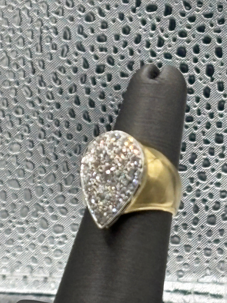 View one of Ladies14 Karat Yellow Gold Diamond Teardrop Cluster Ring