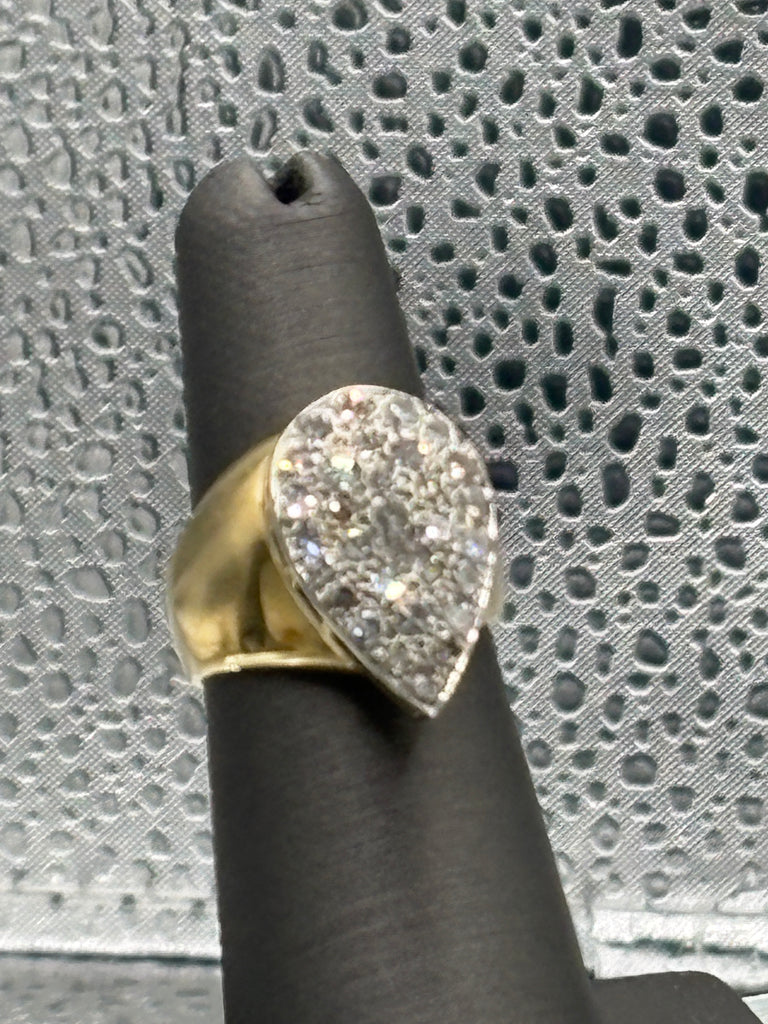 View three of Ladies14 Karat Yellow Gold Diamond Teardrop Cluster Ring
