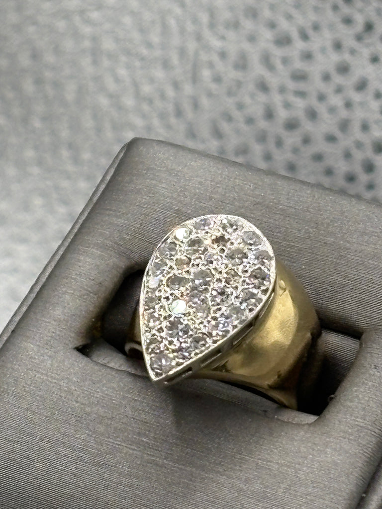 View five of Ladies14 Karat Yellow Gold Diamond Teardrop Cluster Ring