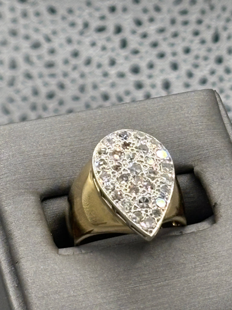 View six of Ladies14 Karat Yellow Gold Diamond Teardrop Cluster Ring
