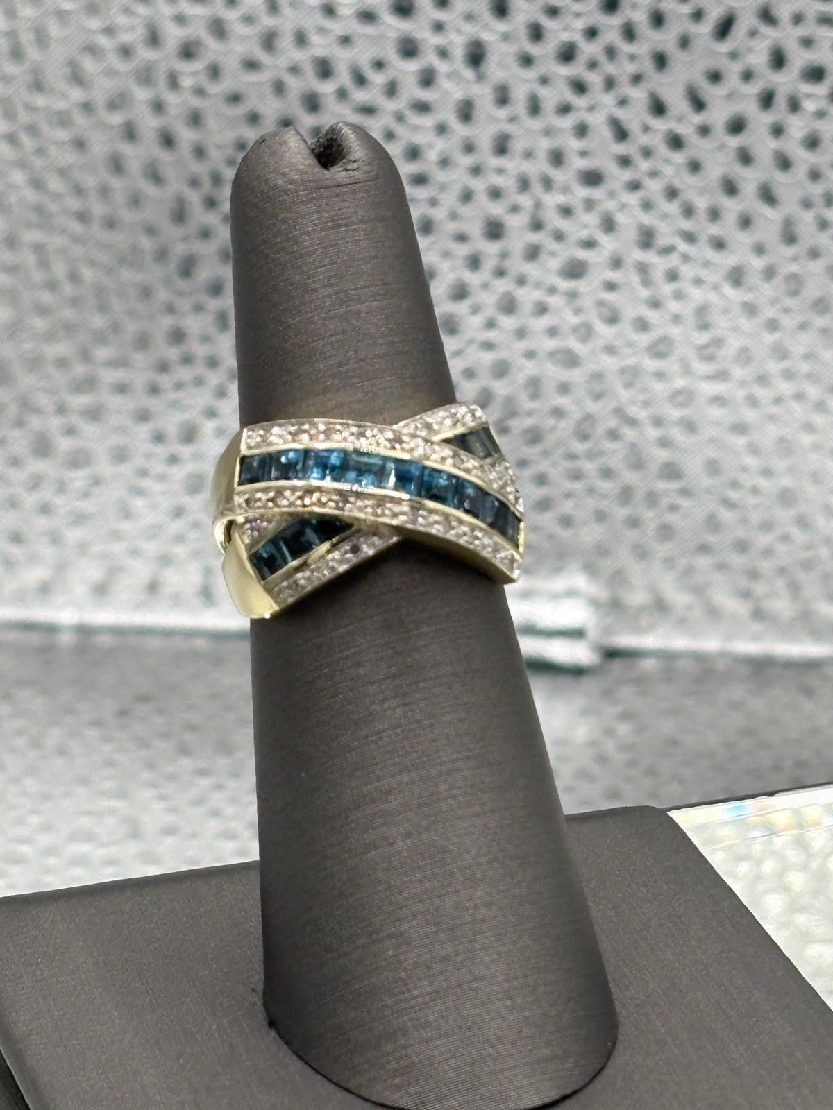 View three of Ladies Fabulous 14 Karat Yellow Gold Sapphire & Diamond Ring