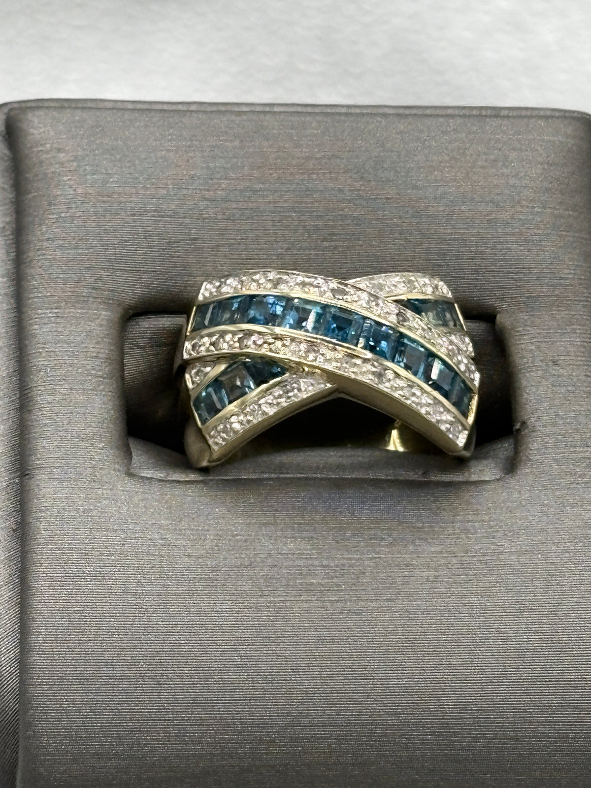 View four of Ladies Fabulous 14 Karat Yellow Gold Sapphire & Diamond Ring