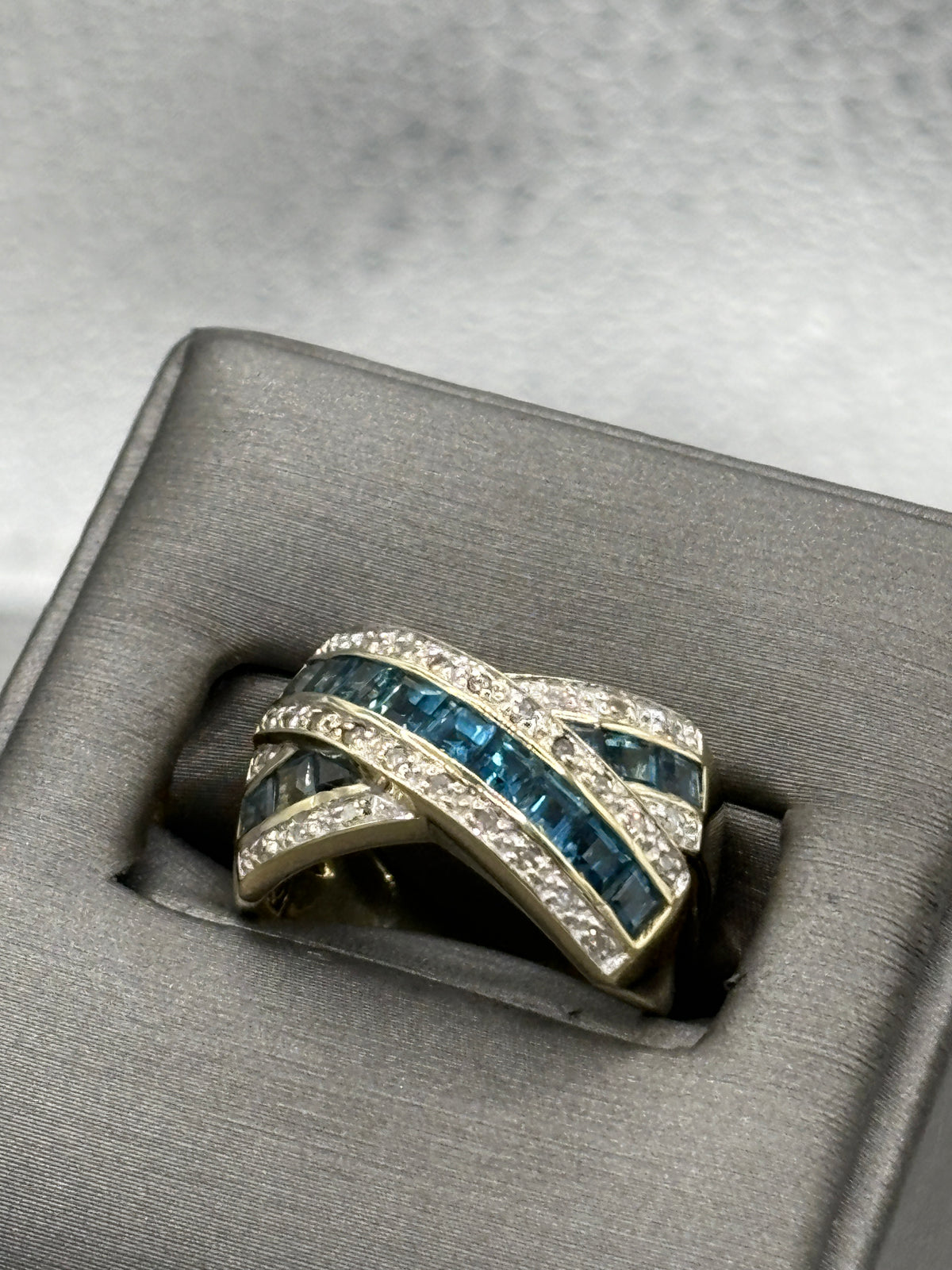 View five of Ladies Fabulous 14 Karat Yellow Gold Sapphire & Diamond Ring