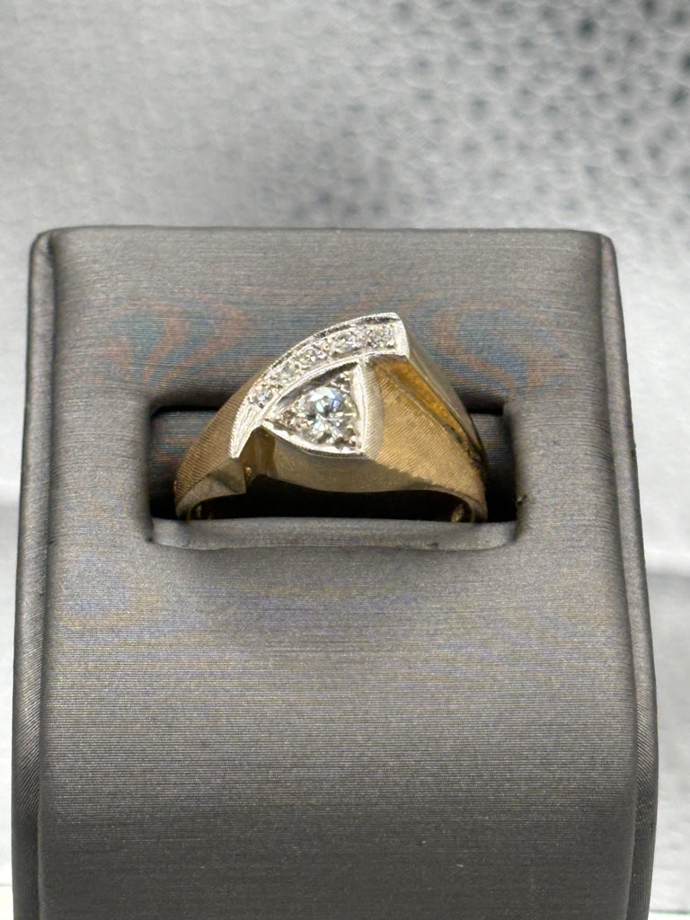 View two of Vintage Ladies/Gents 14 Karat Yellow Gold Diamond Swing Ring