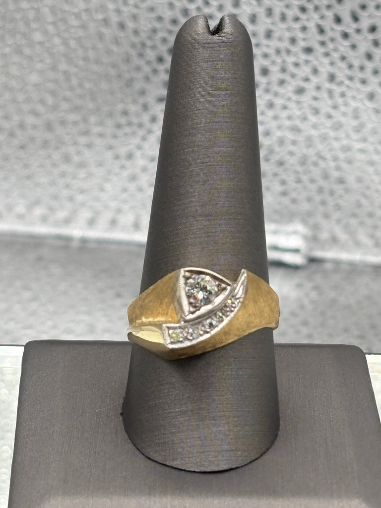 View four of Vintage Ladies/Gents 14 Karat Yellow Gold Diamond Swing Ring
