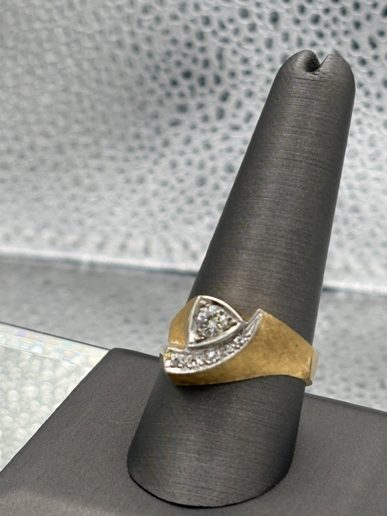 View five of Vintage Ladies/Gents 14 Karat Yellow Gold Diamond Swing Ring