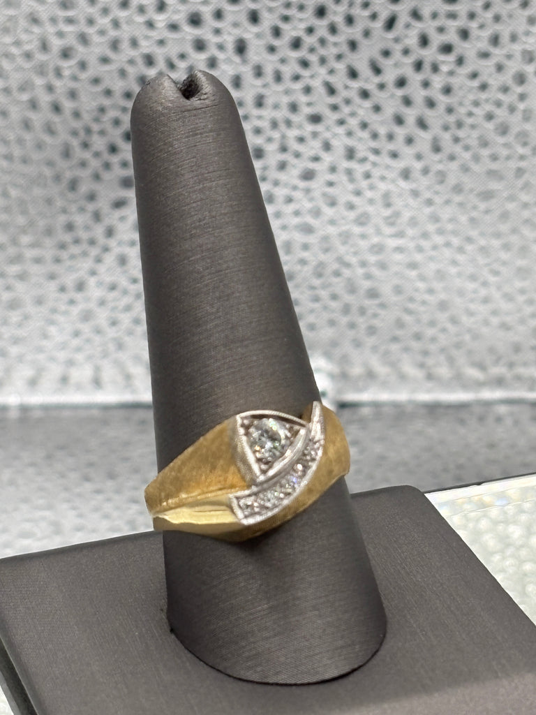 View six of Vintage Ladies/Gents 14 Karat Yellow Gold Diamond Swing Ring