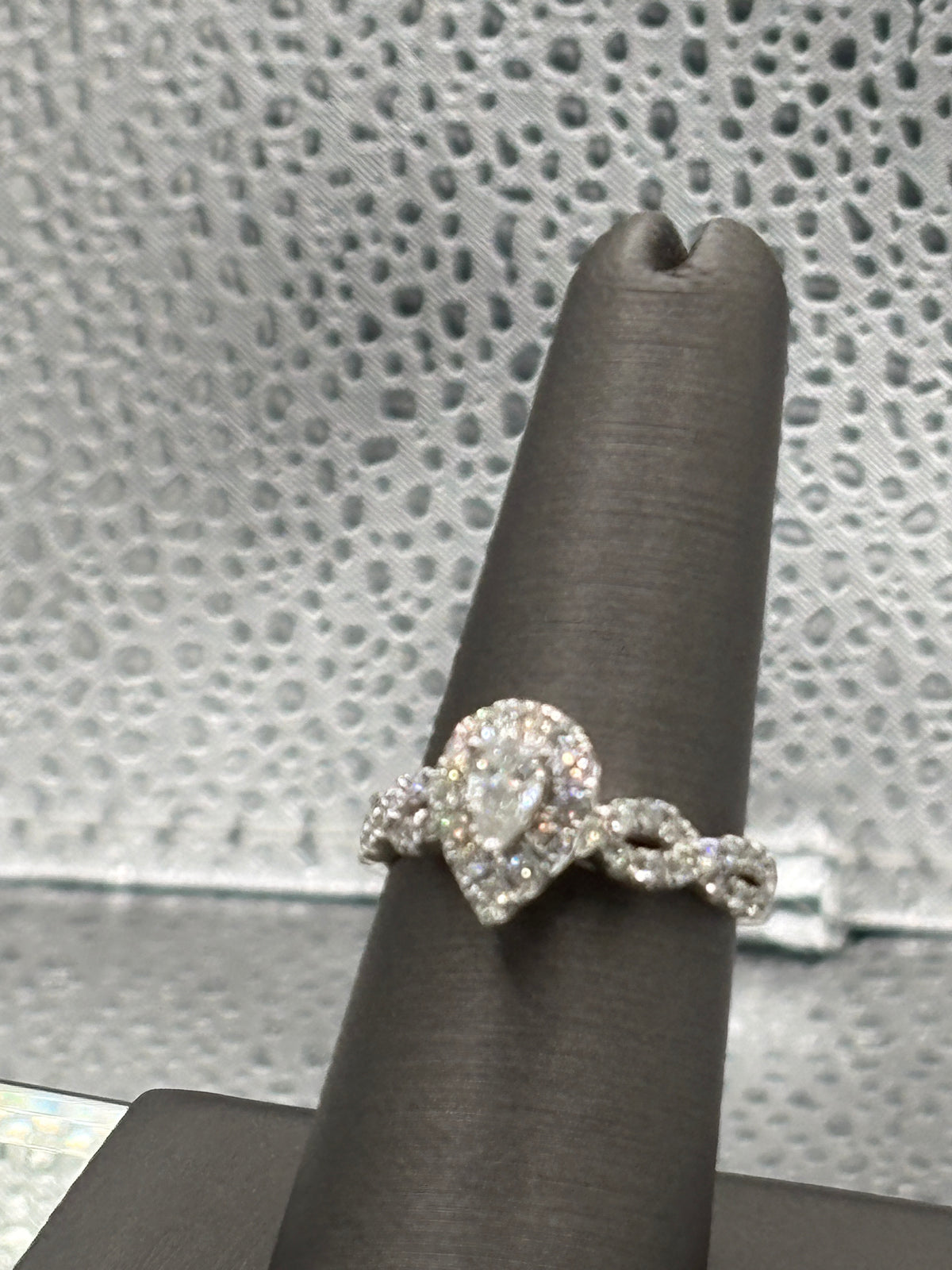 View one of Ladies 14 Karat White Gold Teardrop Diamond Engagement Ring