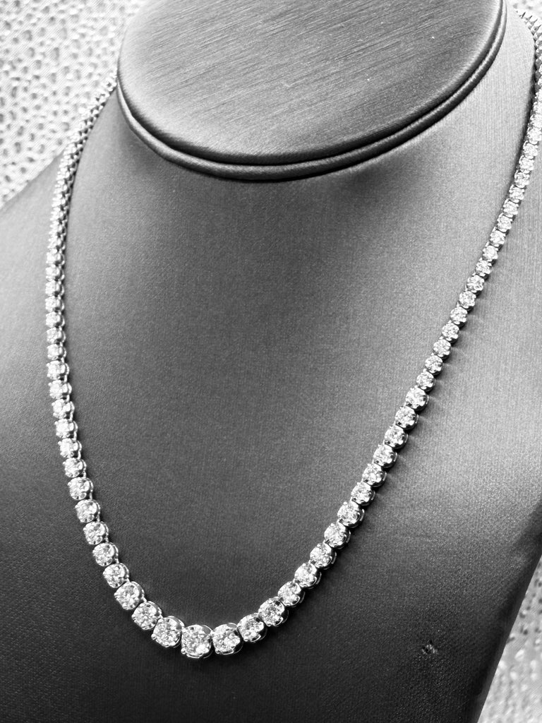 View one of Ladies Elegant 14 Karat White Gold Diamond Tennis Necklace