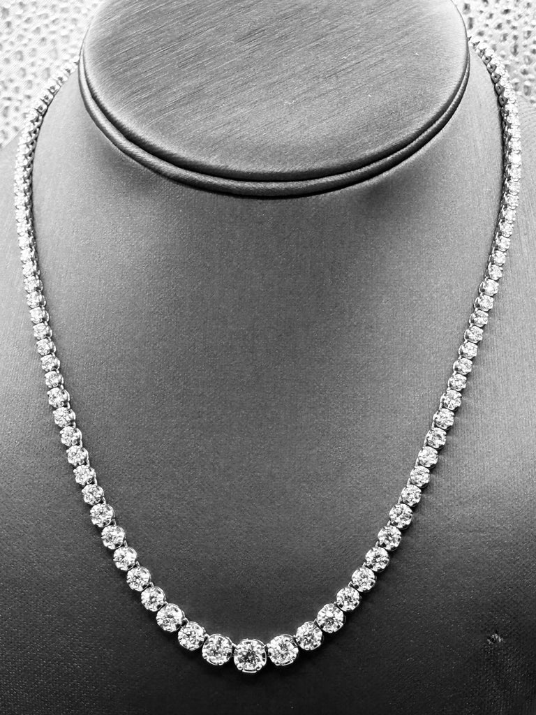 View three of Ladies Elegant 14 Karat White Gold Diamond Tennis Necklace