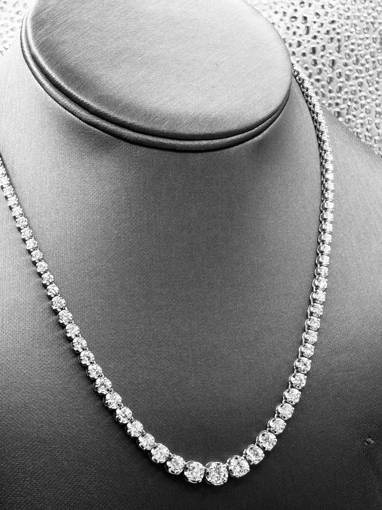 View four of Ladies Elegant 14 Karat White Gold Diamond Tennis Necklace