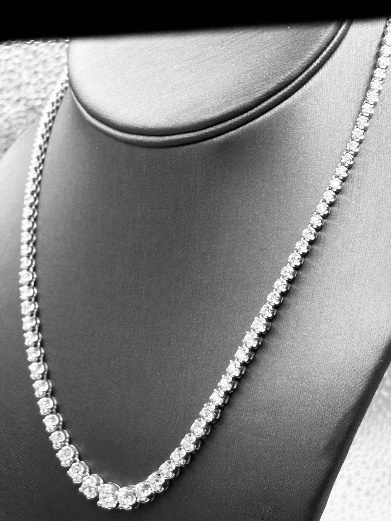 View six of Ladies Elegant 14 Karat White Gold Diamond Tennis Necklace