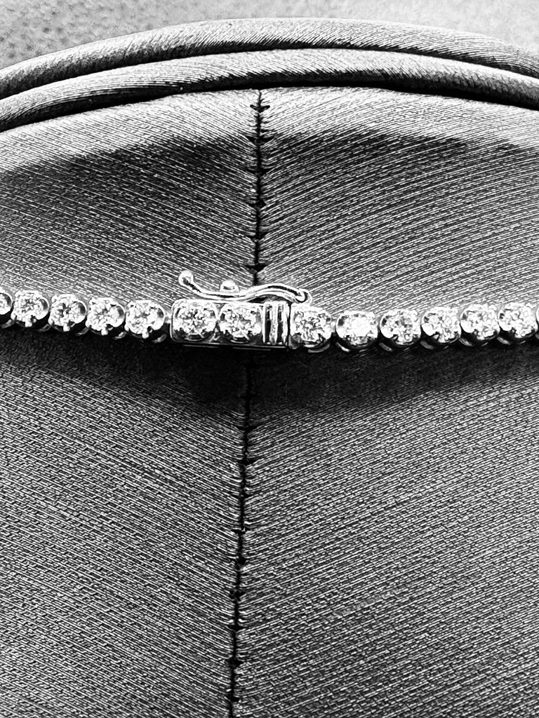 View eight of Ladies Elegant 14 Karat White Gold Diamond Tennis Necklace
