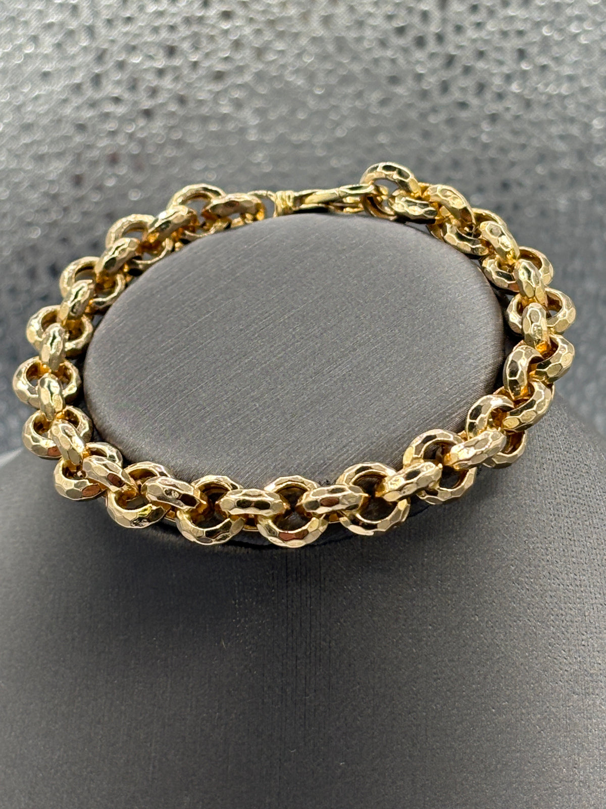 View one of Ladies Italian 14 Karat Yellow Gold Round Beveled Link Bracelet