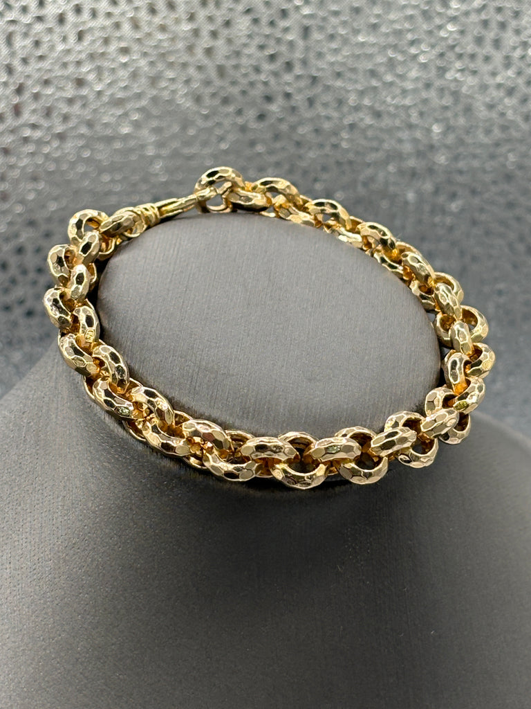 View two of Ladies Italian 14 Karat Yellow Gold Round Beveled Link Bracelet