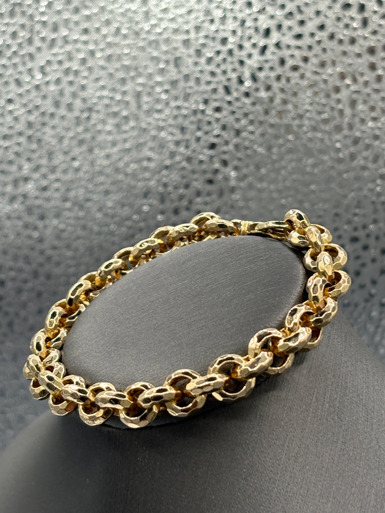 View three of Ladies Italian 14 Karat Yellow Gold Round Beveled Link Bracelet