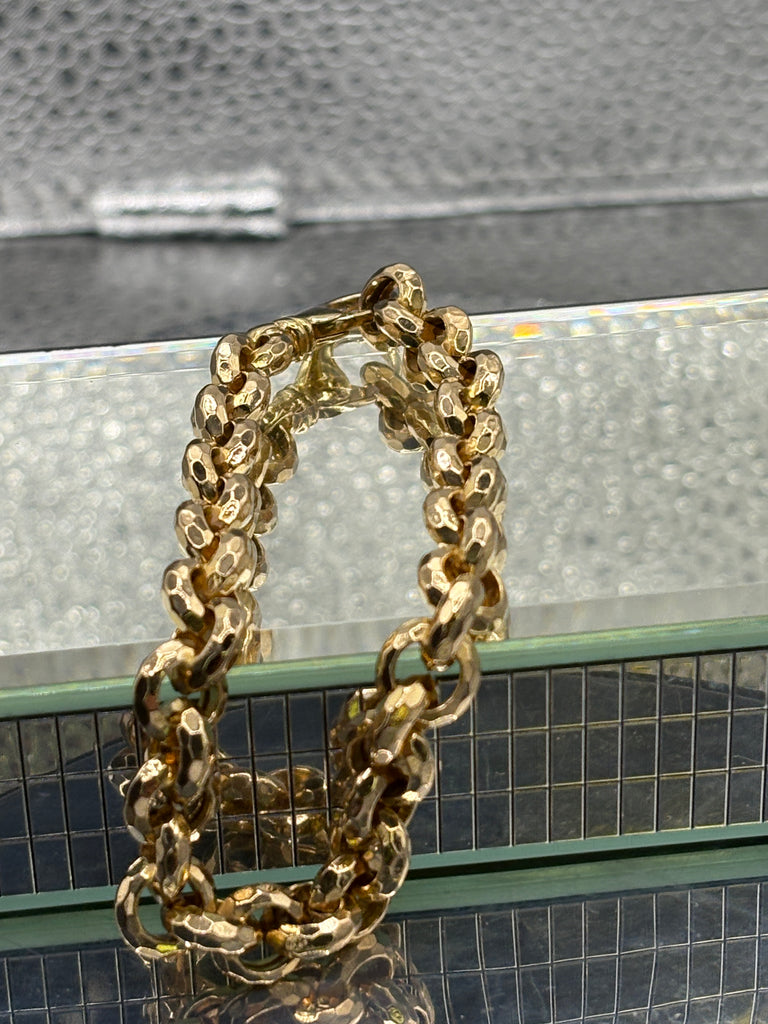 View four of Ladies Italian 14 Karat Yellow Gold Round Beveled Link Bracelet